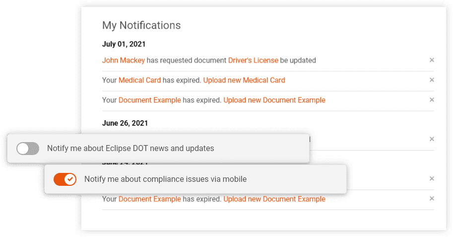 Compliance notifications